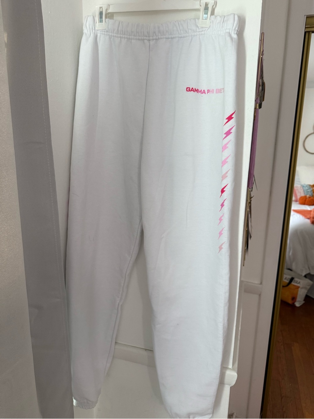 Gamma Phi Beta Aviator Nation Inspired White Jogger Sweatpants